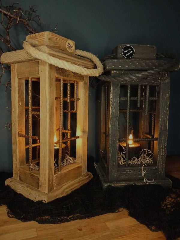 Houten Lantaarn 'Homemade' black or natural