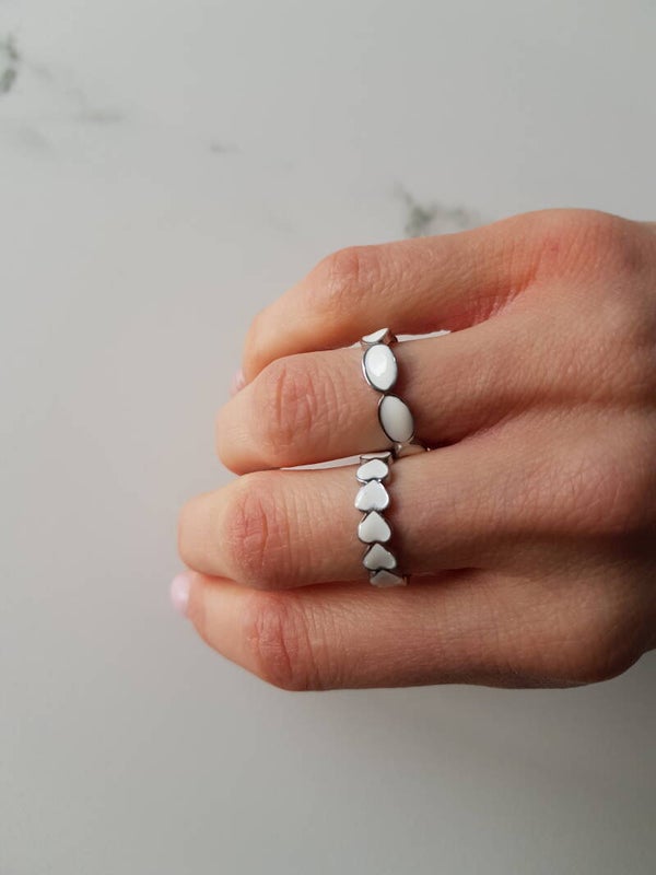 Ring emaille wit zilver