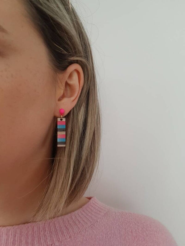 Margaux kort FUCHSIA gestreept