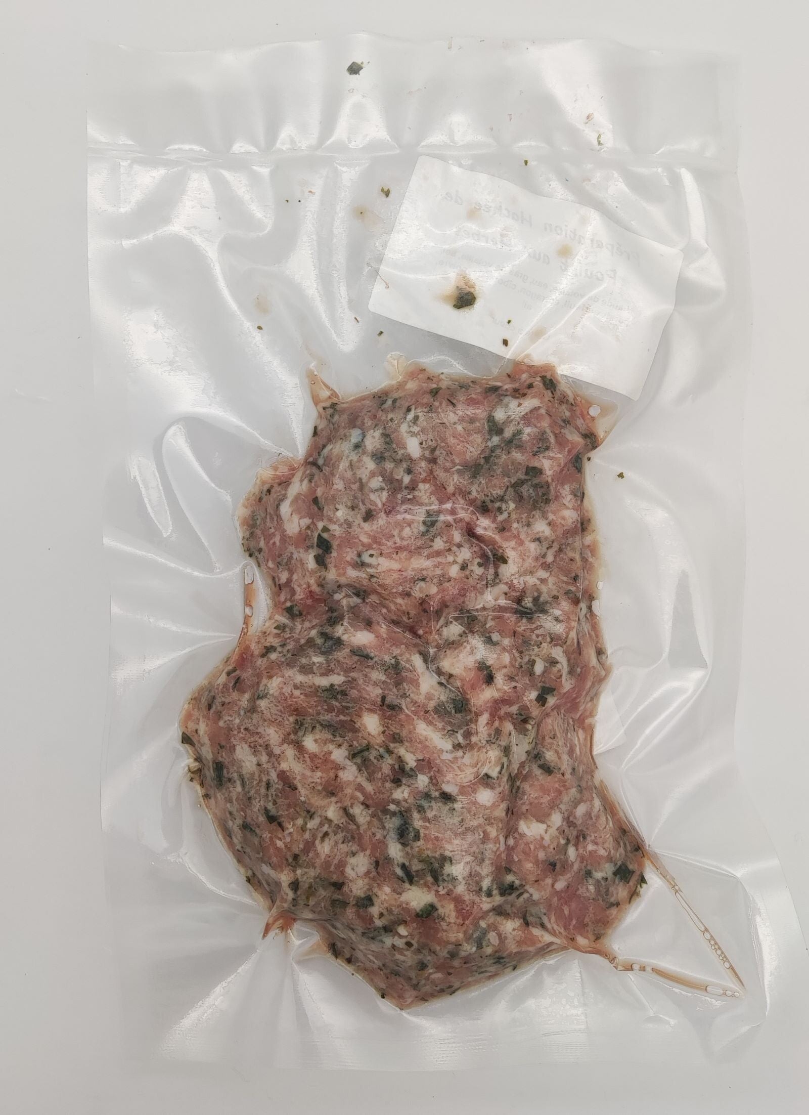 Chair à saucisses de volaille aux herbes sous vide