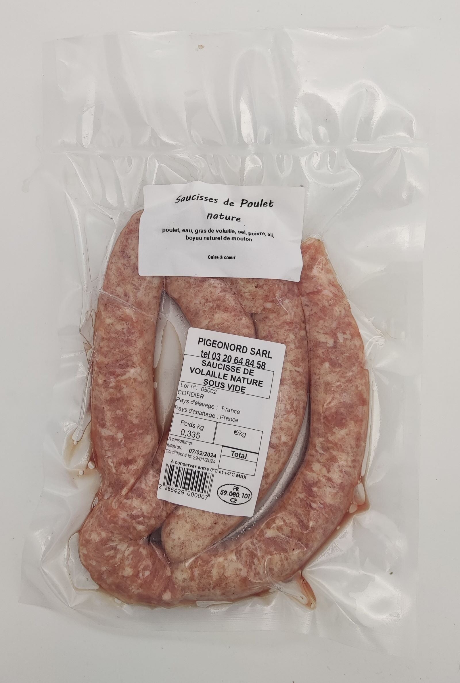 Saucisses de poulet nature