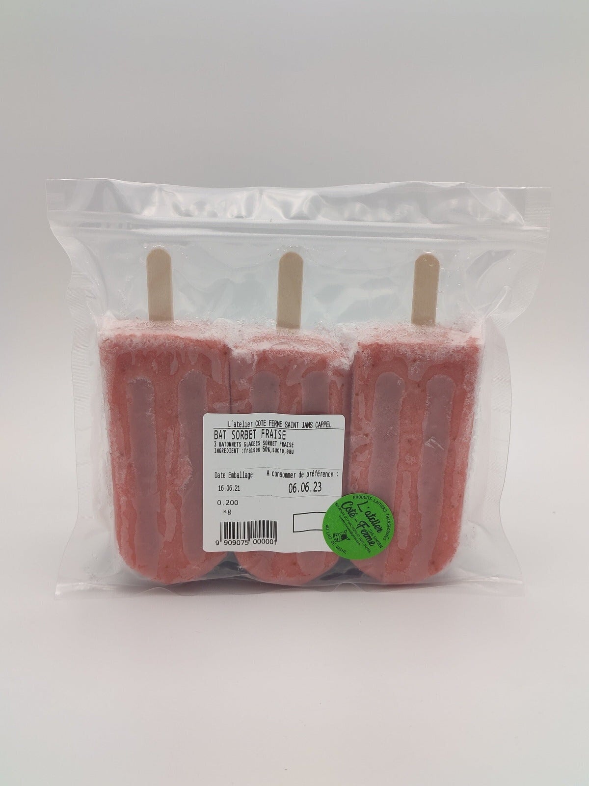 Bâtonnets glacés sorbet fraise