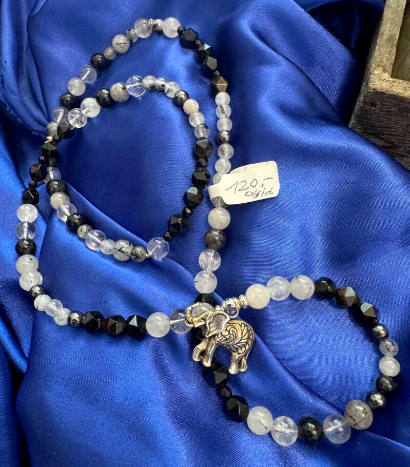 Mala Elefant mit Heilsteinen für Weisheit und Stabilität