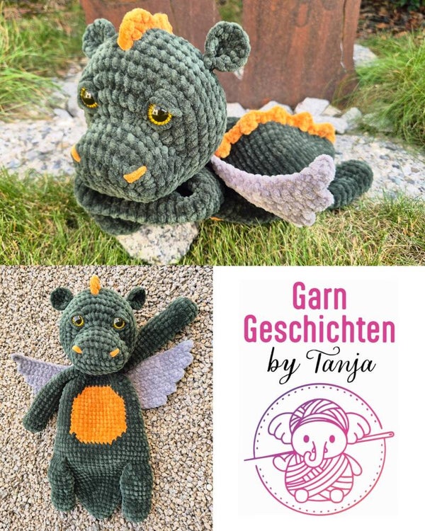 Handgehäkeltes Drachen-Schmusetuch