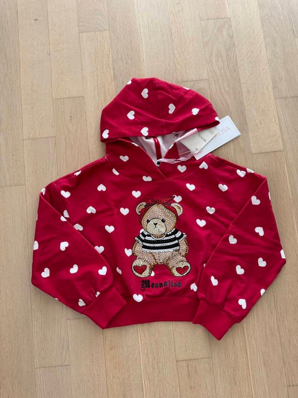 Monnalisa Teddy Bear Hearts Hoodie mit Strass