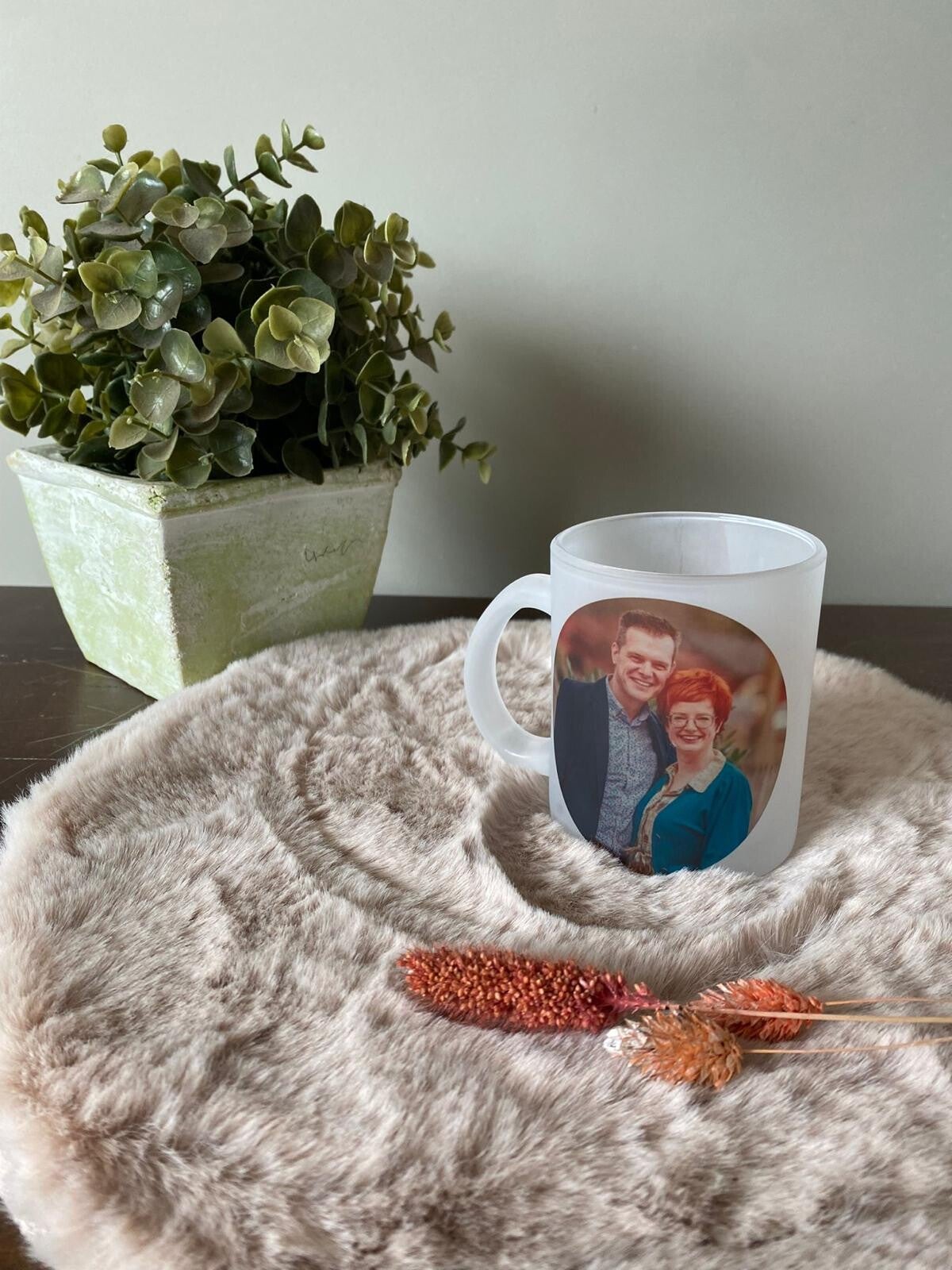 Mok met Foto Tekst Tekening Mat glas