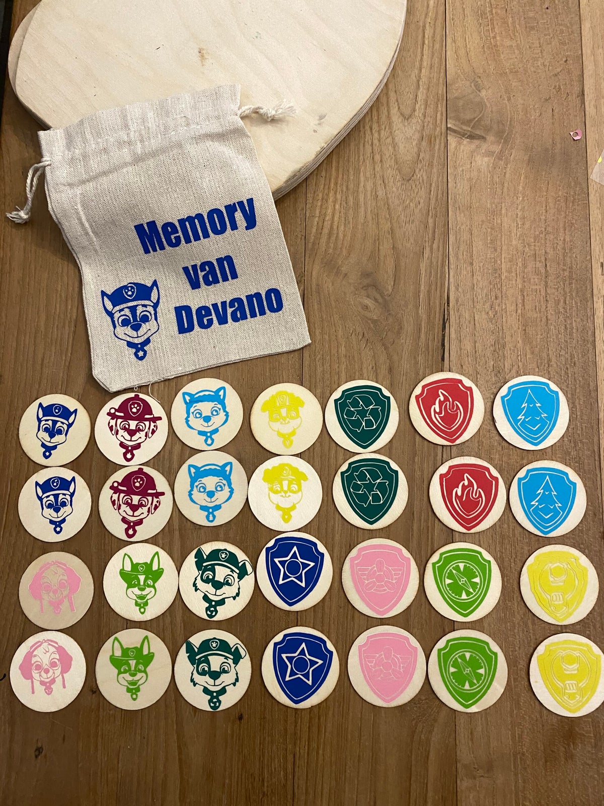 Memory Paw Patrol met naam gepersonaliseerd (hout) Hip met Pit Creaties