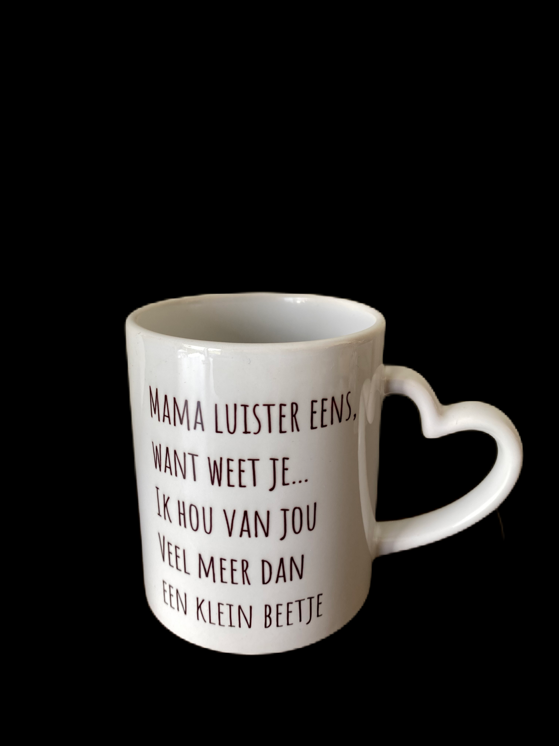 Mok met tekst: weet je ik hou veel meer van jou dan een klein beetje