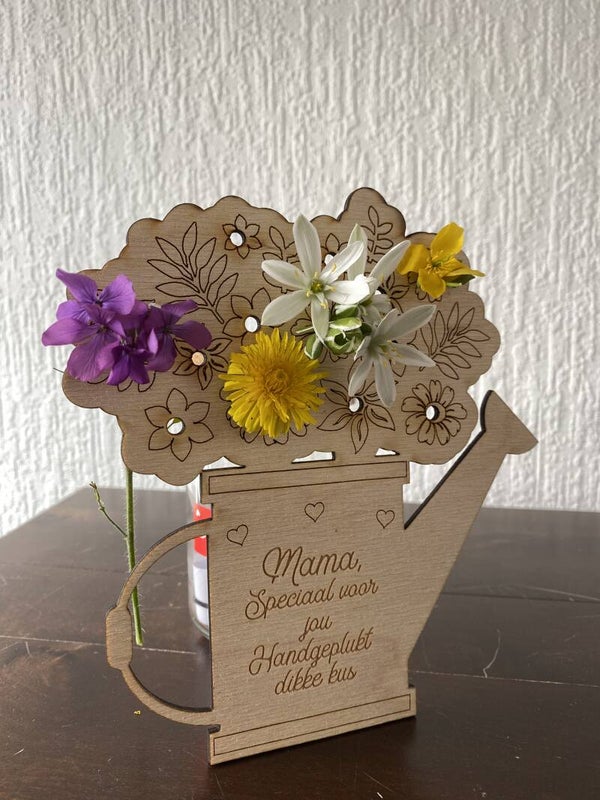 Houten bloemen boeket liefste juf