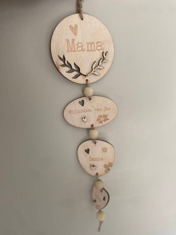 Houten slinger mama wij houden van jou