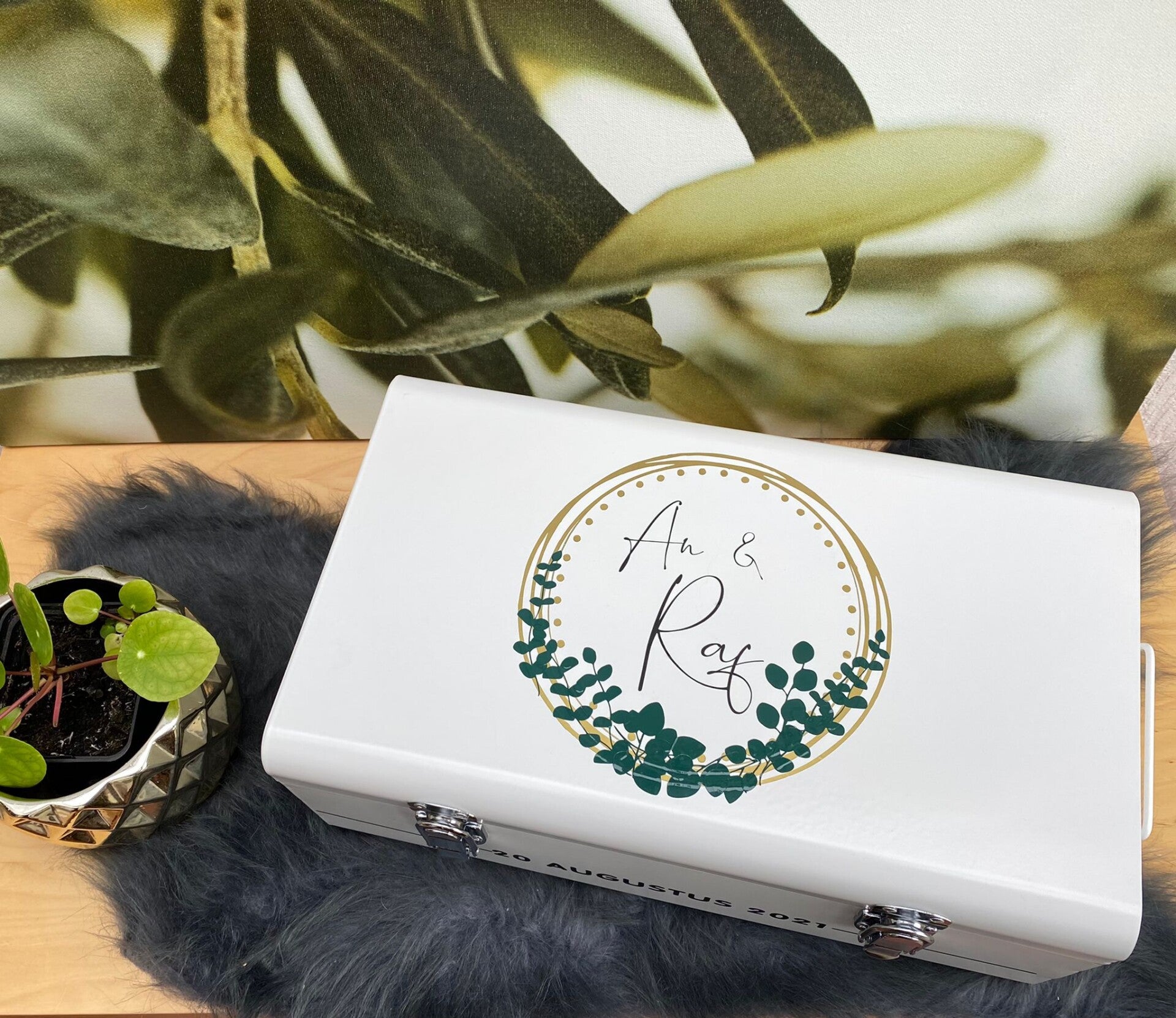 Metalen Kist met namen Gepersonaliseerd Bruiloft / Huwelijk