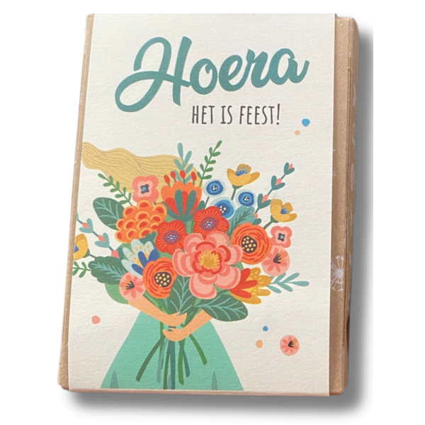 Blossombs Giftbox Mini 'Hoera, het is feest!' | 4 Biologische Bloembommetjes