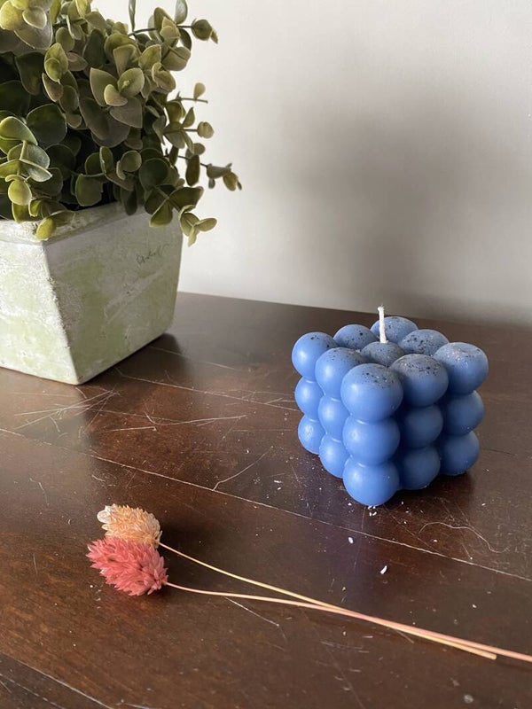Bubble kaars 3x3x3 Blauw