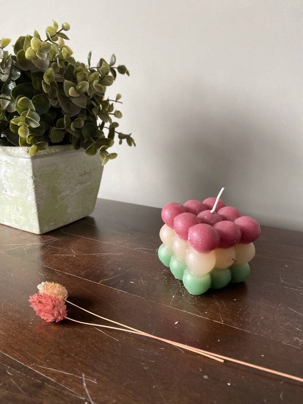 Bubble kaars 3x3x3 Rood Geel Groen