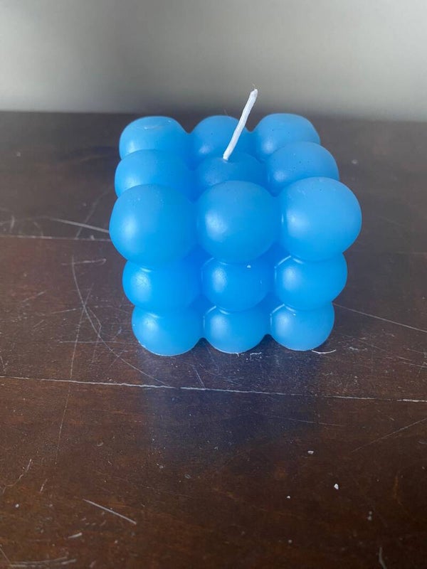 Bubble kaars 3x3x3 Licht Blauw