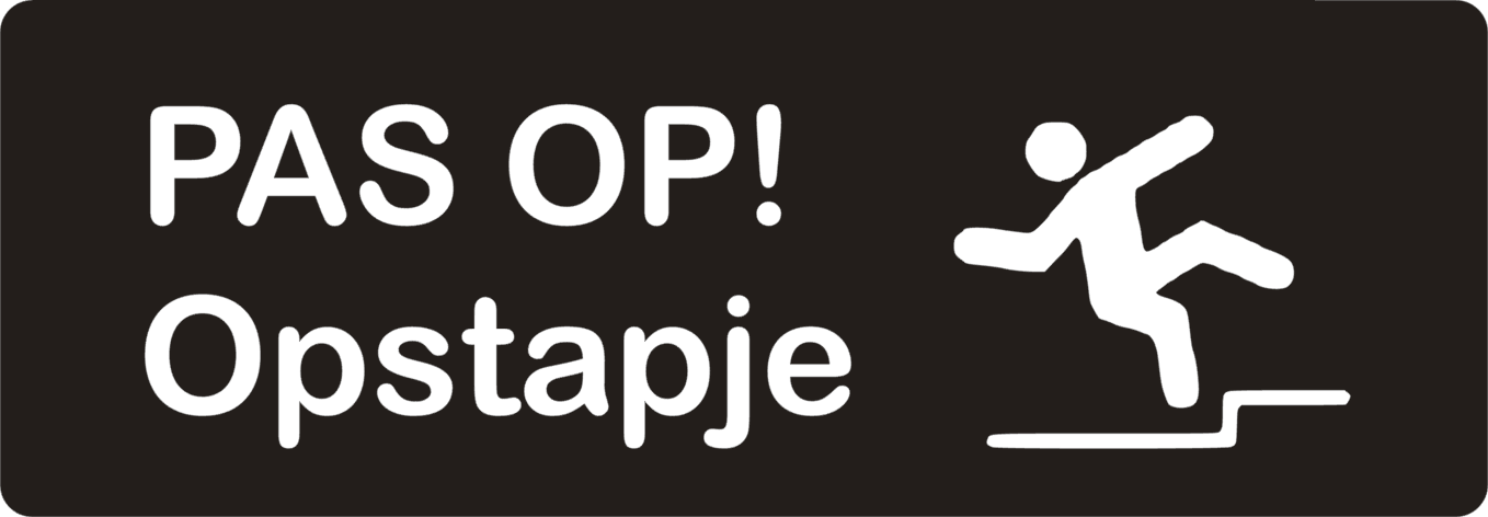 Interieursticker "Pas op! Opstapje / Afstapje" - Veiligheid Voorop