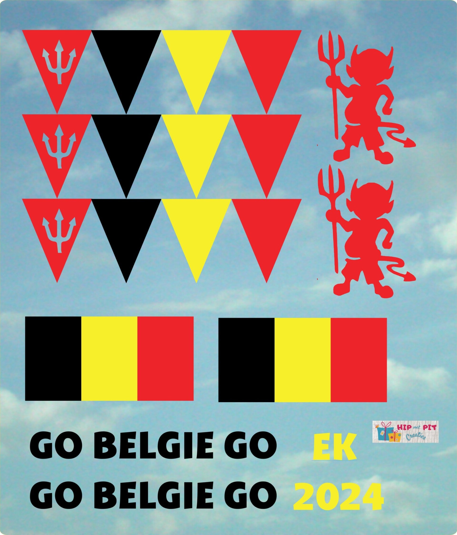 Raamstickers EK2024  (Belgie) Vlaggetjes