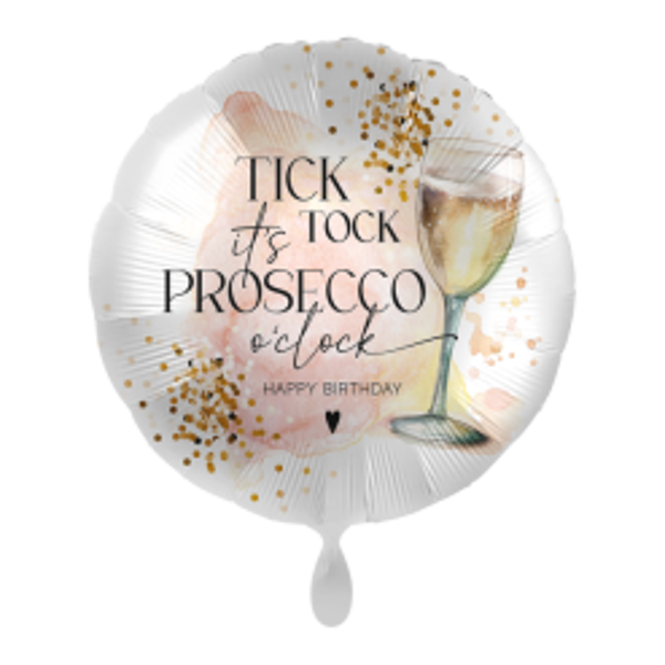Folieballon Tick Tock it's Prosecco O'clock – 43 cm