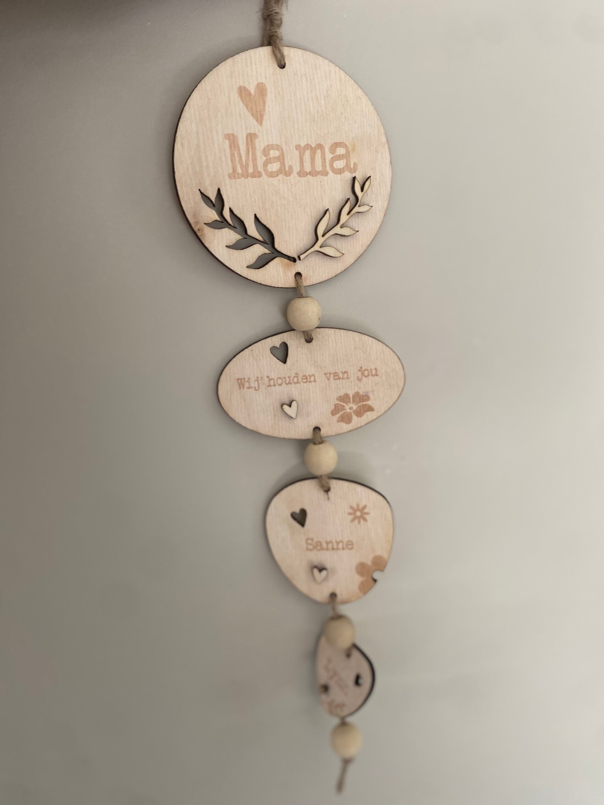 Houten slinger mama wij houden van jou