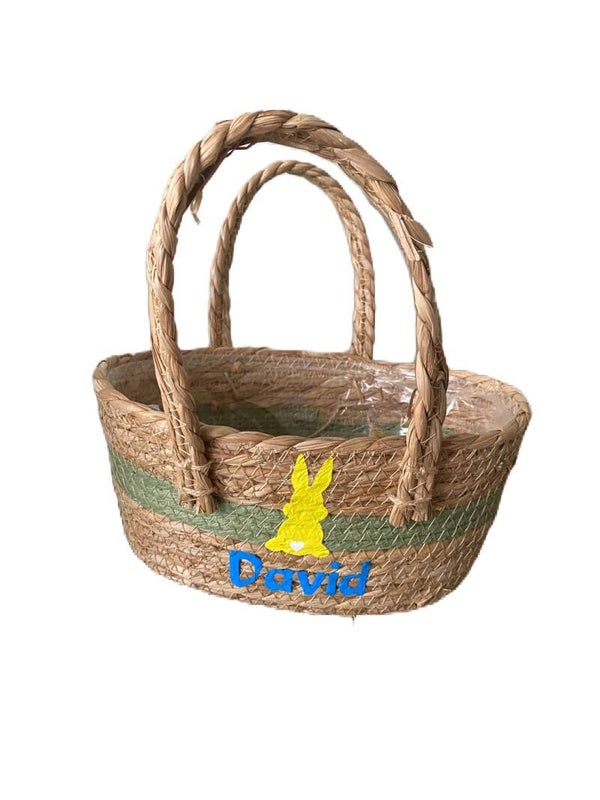 Paasmandje met naam en paashaasje