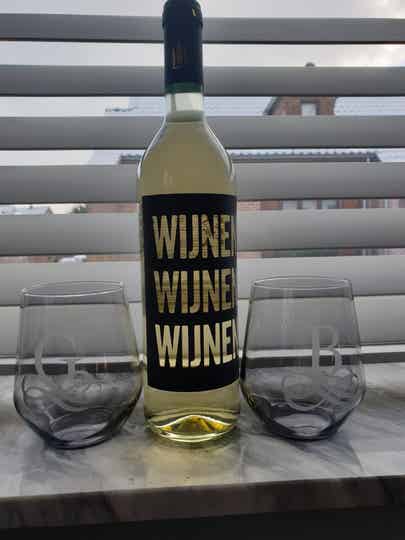 Fles Wijn met Wijnglas - Gepersonaliseerde Giftset