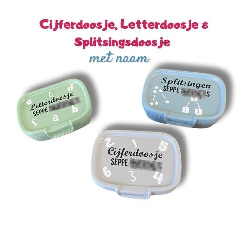 Cijfer- en Letterdoosje + Splitsingsdoosje - Gepersonaliseerd met naam