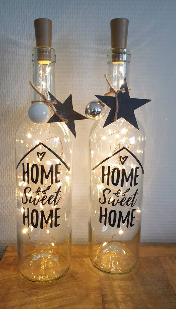 Lichtfles met tekst "Home Sweet Home"