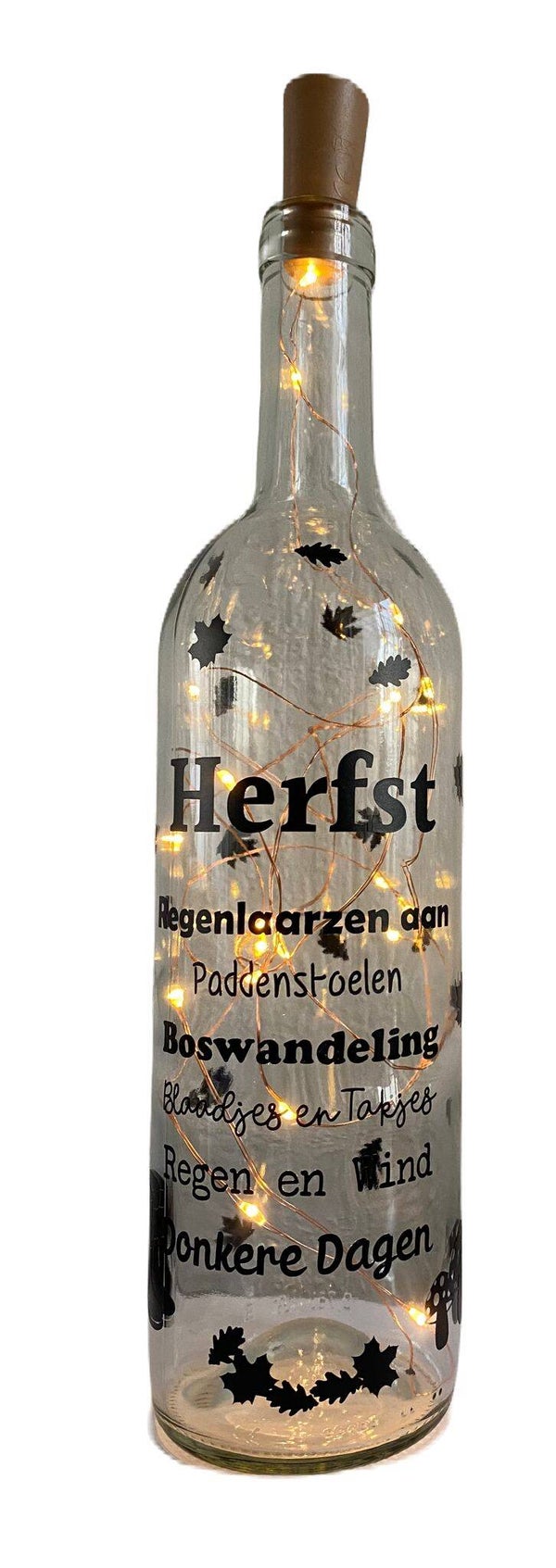 Lichtfles met tekst Herfst