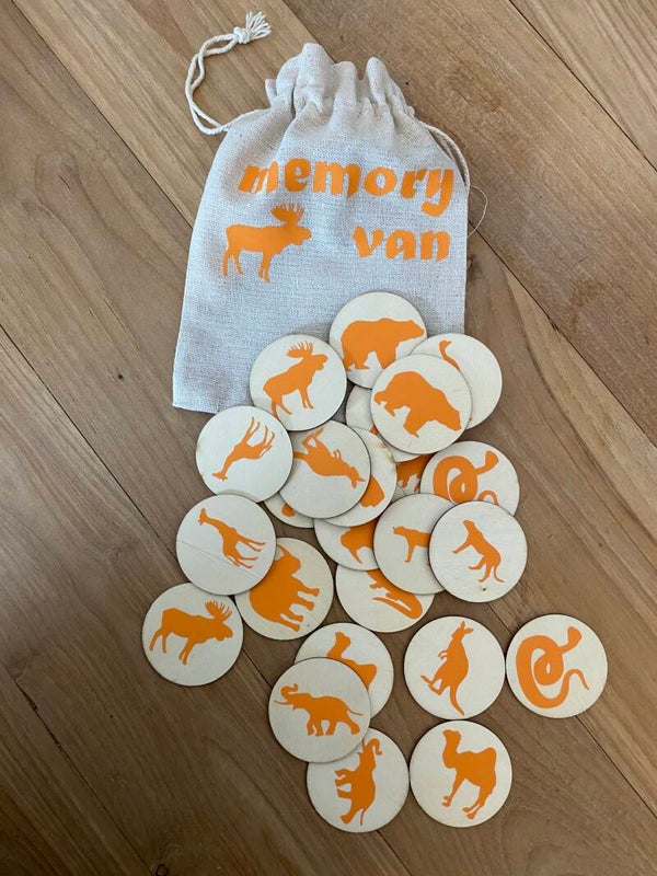 Memory Wilde Dieren met naam gepersonaliseerd (hout)