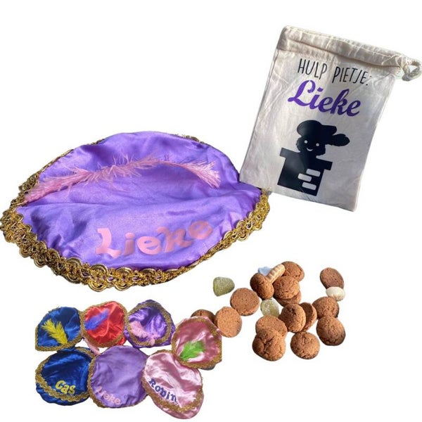 Pietenmuts en Pepernotenzakje met Naam (Set) - Complete Sinterklaas Outfit