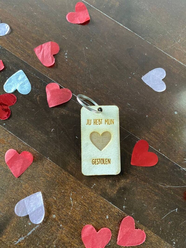 Houten sleutelhanger Jij hebt mijn hart gestolen