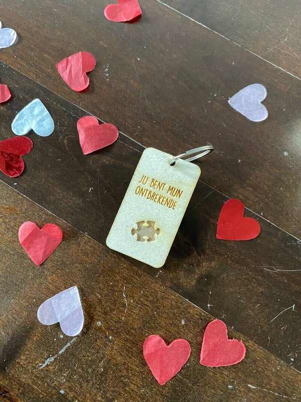 Houten sleutelhanger Jij bent mijn ontbrekende puzzelstukje20
