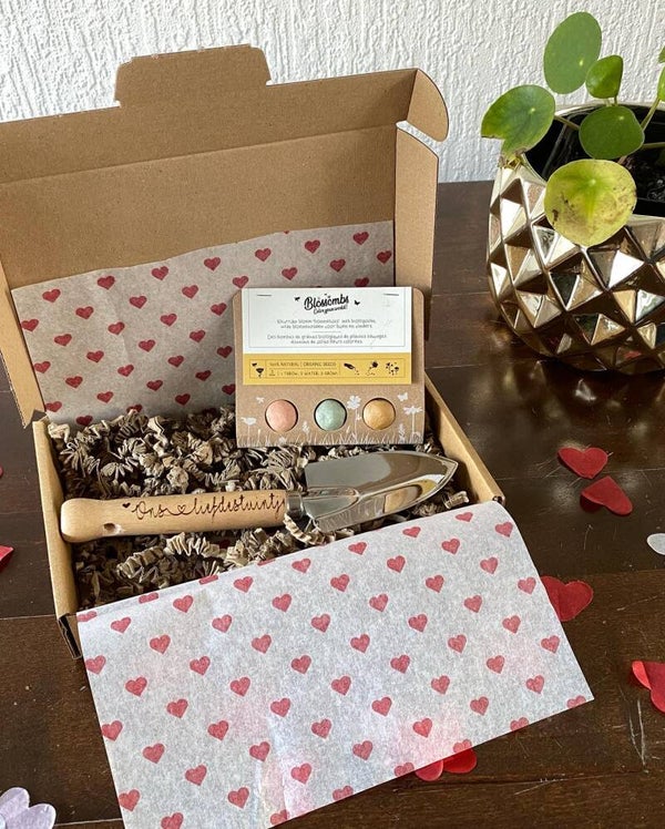 Blossombs in een geschenkdoosje met Schepje met opdruk naar keuze