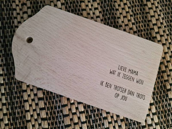 Houten broodplankje met tekst