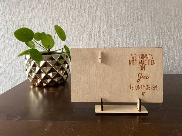 Houtenbordje met foto klem Verwelkoming