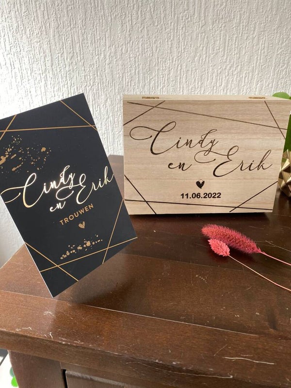 Houten kist met opdruk A5 formaat