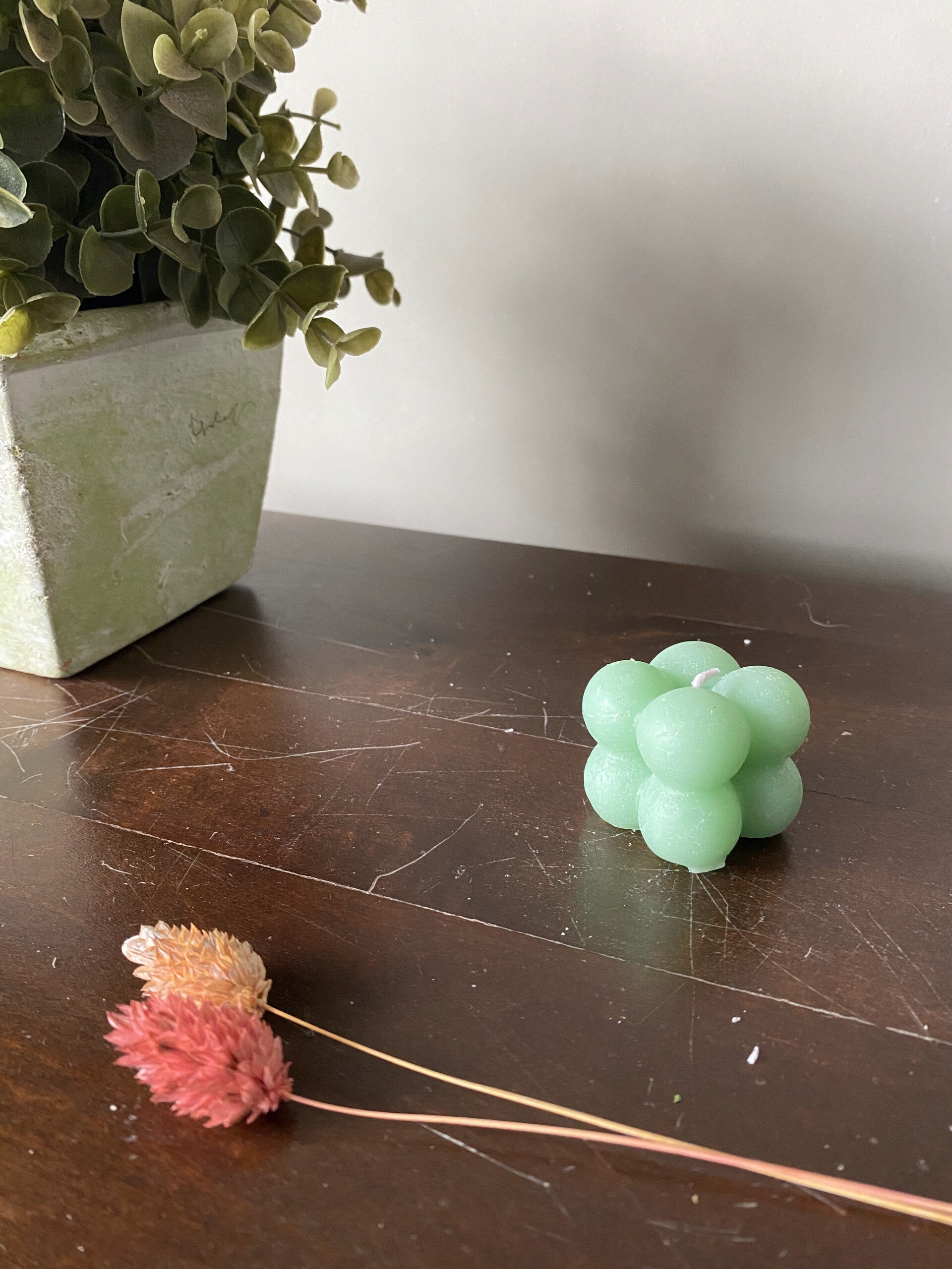 Bubble kaars 2x2x2 Mint groen