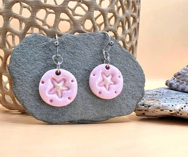 Soft Pink Starfish Dangle Earrings