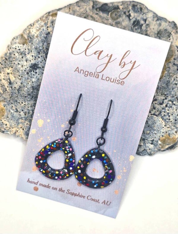 Triangle dangles- confetti ( black hook)