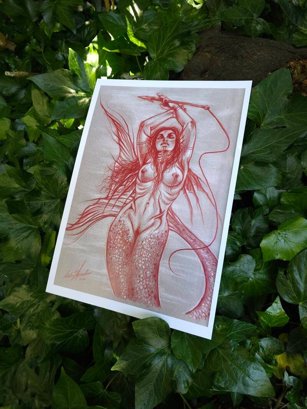 Artprint sepia Mermaid