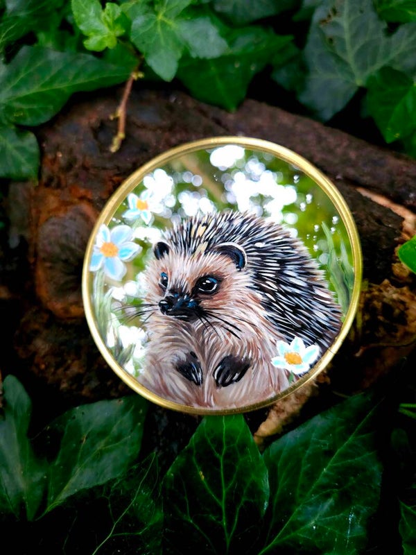Mirror mini painting  "Hedgehog"
