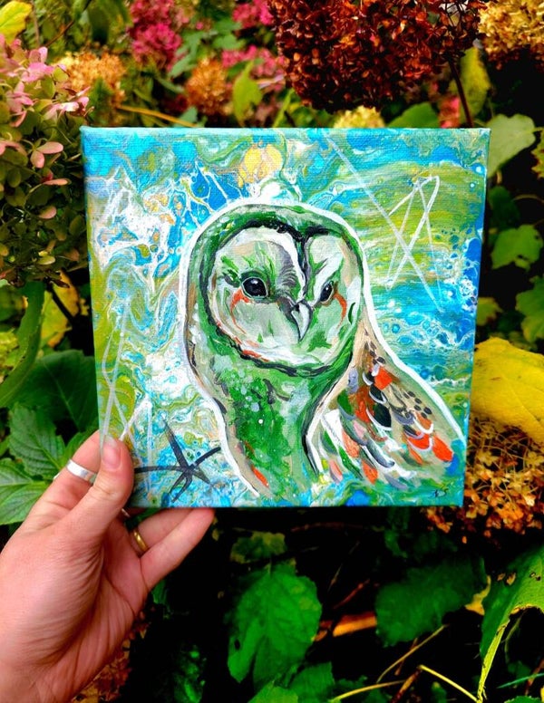 Original "Abstract barnowl" acrylic painting