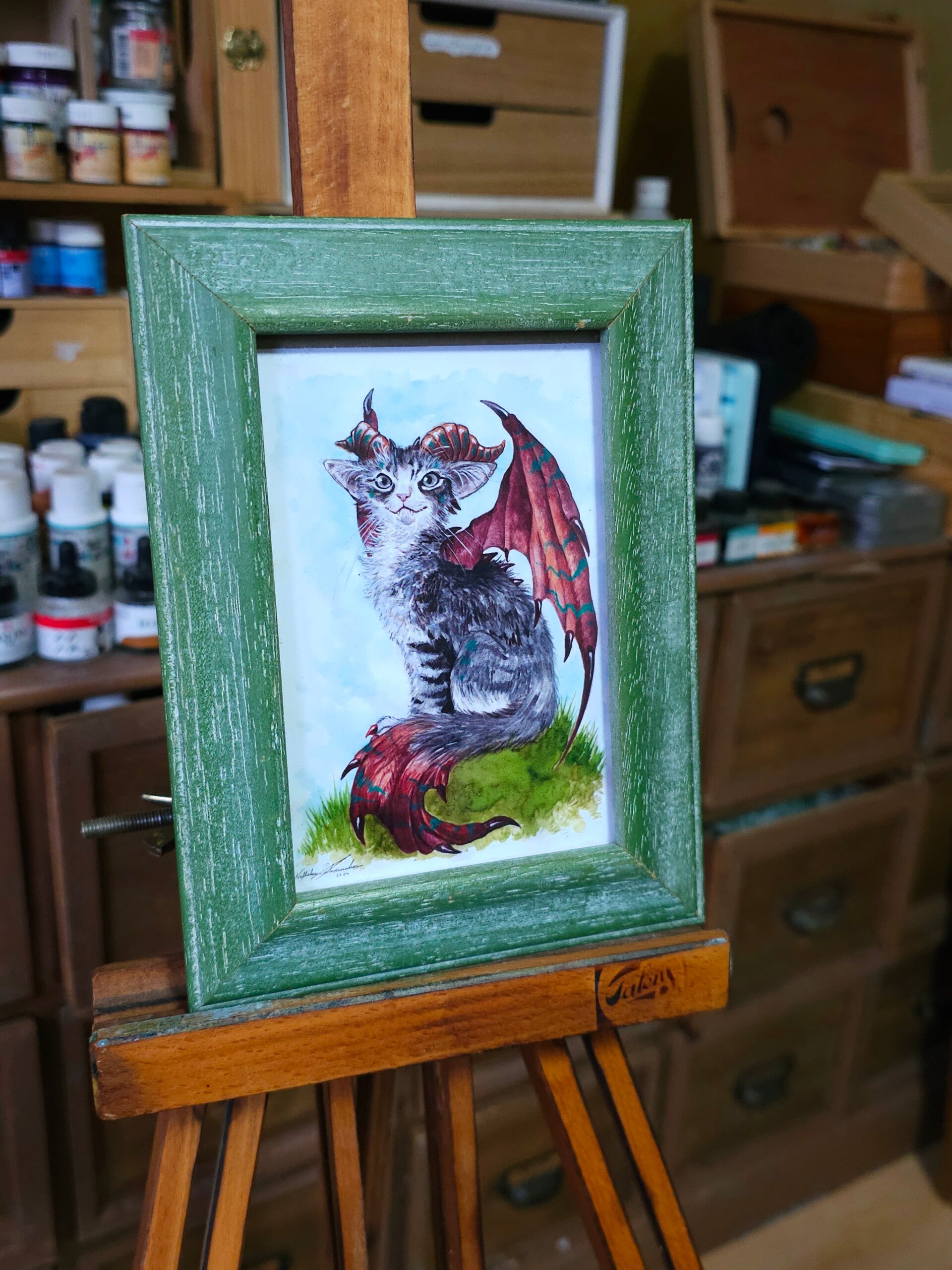 Artprint  "Kitty dragon gray"