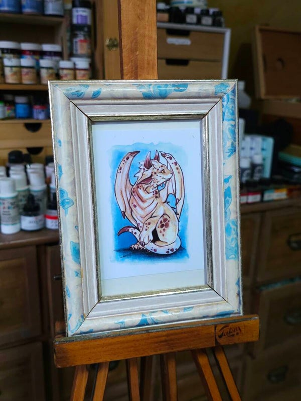 Artprint  "White cat dragon"