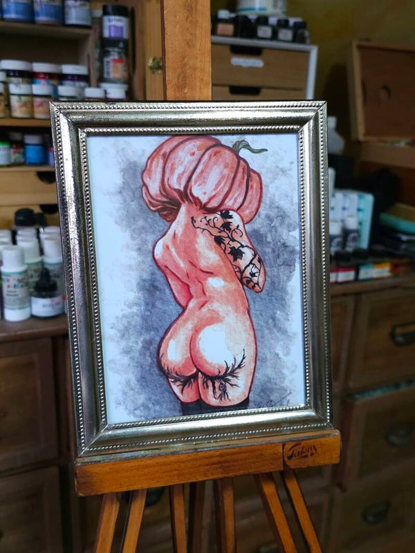 Artprint  "Pumpkin lady" silver