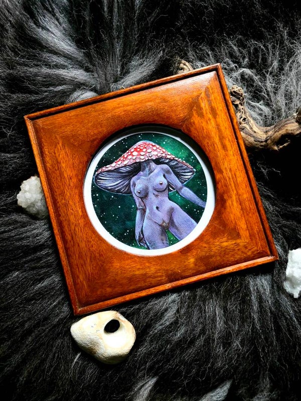 Small Artprint Framed "Amanita schroomlady"