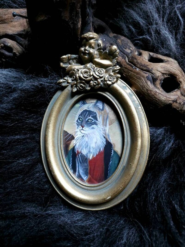 Repaint card painting "Cat madonna"