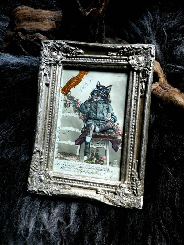 Repaint card painting "Cat child"