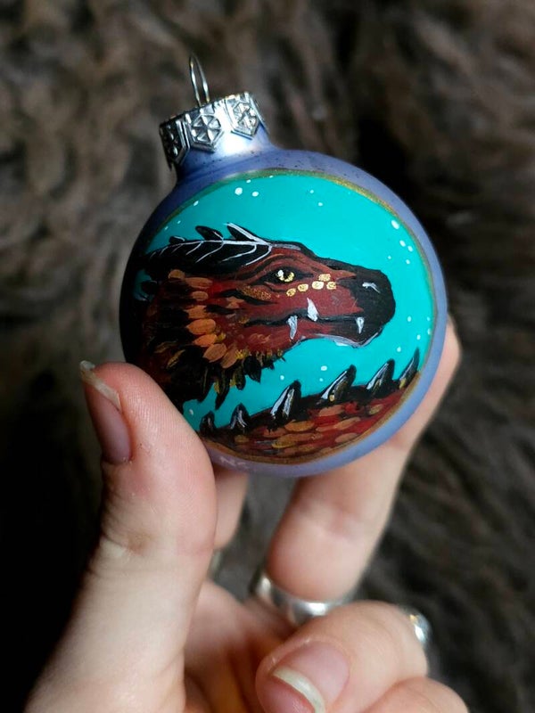 Dragon xmass Bauble glass "Fire 2"