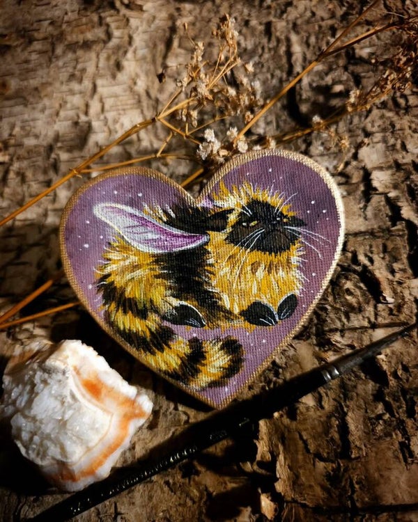 Magnet paintings " Bumblebee grumpy kitty"